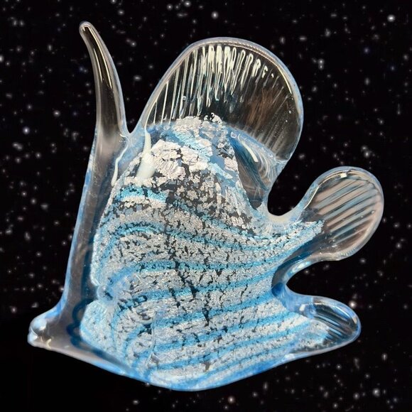 Marcolin Art Glass Crystal Fish Made in Sweden Pure Silver Signed Paperweight - Picture 2 of 16